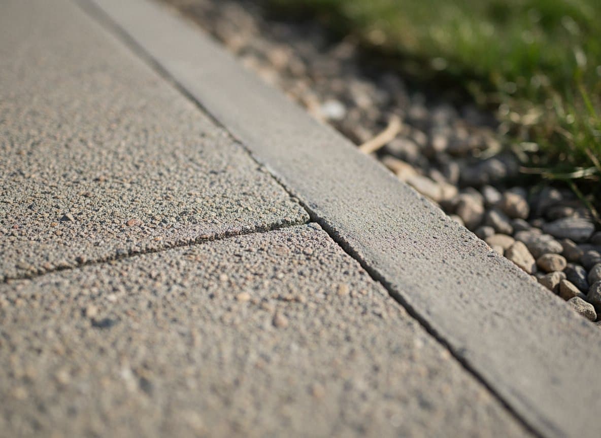Control joint along a concrete slab edge by gravel.